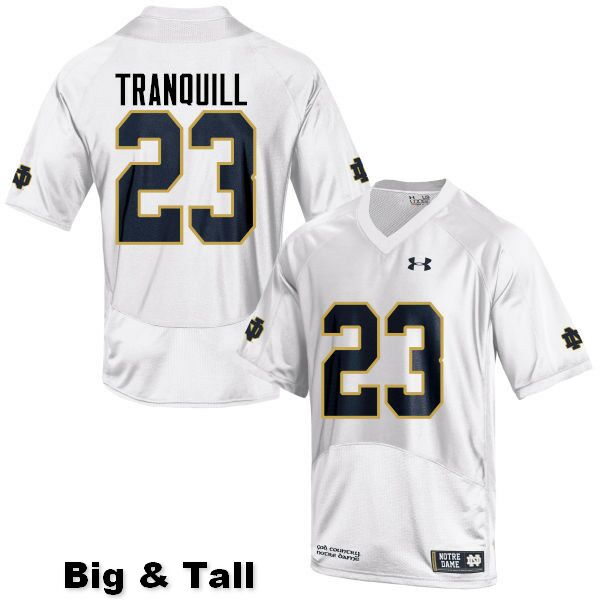 Men's NCAA Notre Dame Fighting Irish #23 Drue Tranquill Stitched College Under Armour Authentic White Big & Tall Football Jersey AR10N64XM